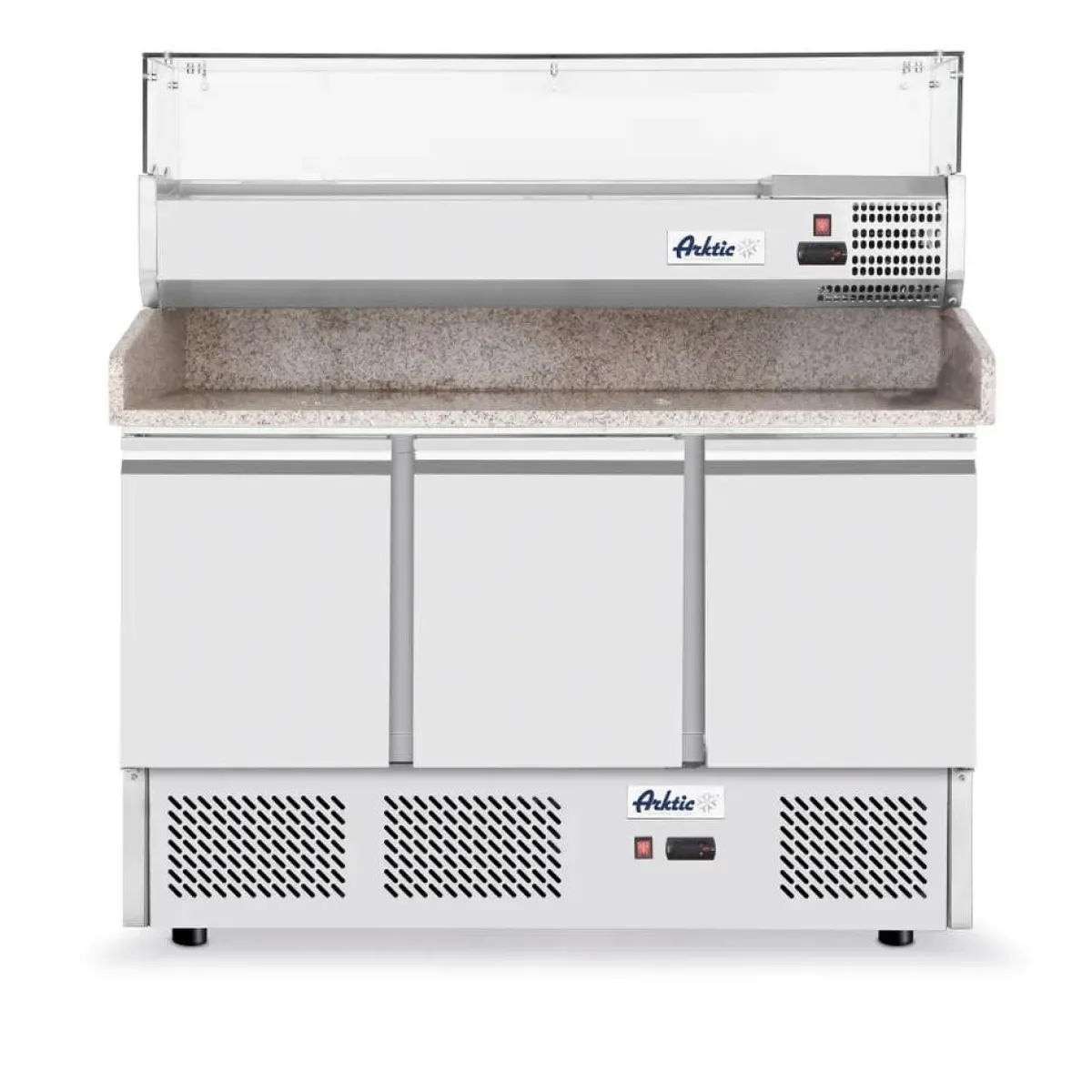 Hendi Arktic Pizzawerkbank met 3 deuren en koelvitrine 380+40L Hot