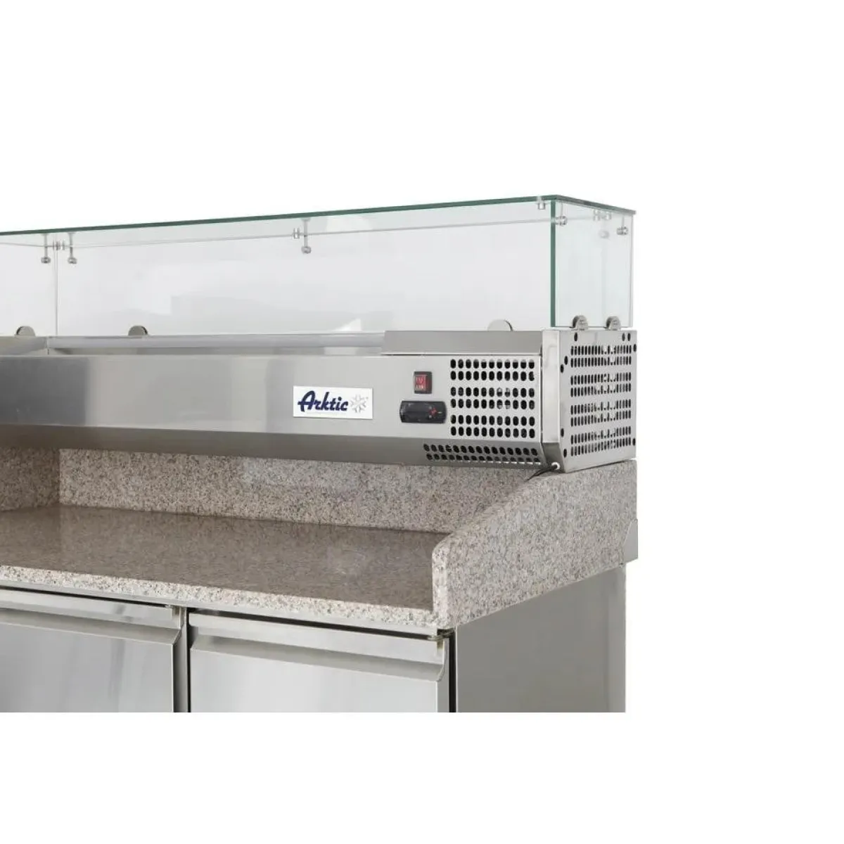 Hendi Arktic Pizzawerkbank met 3 deuren en koelvitrine 380+40L Hot