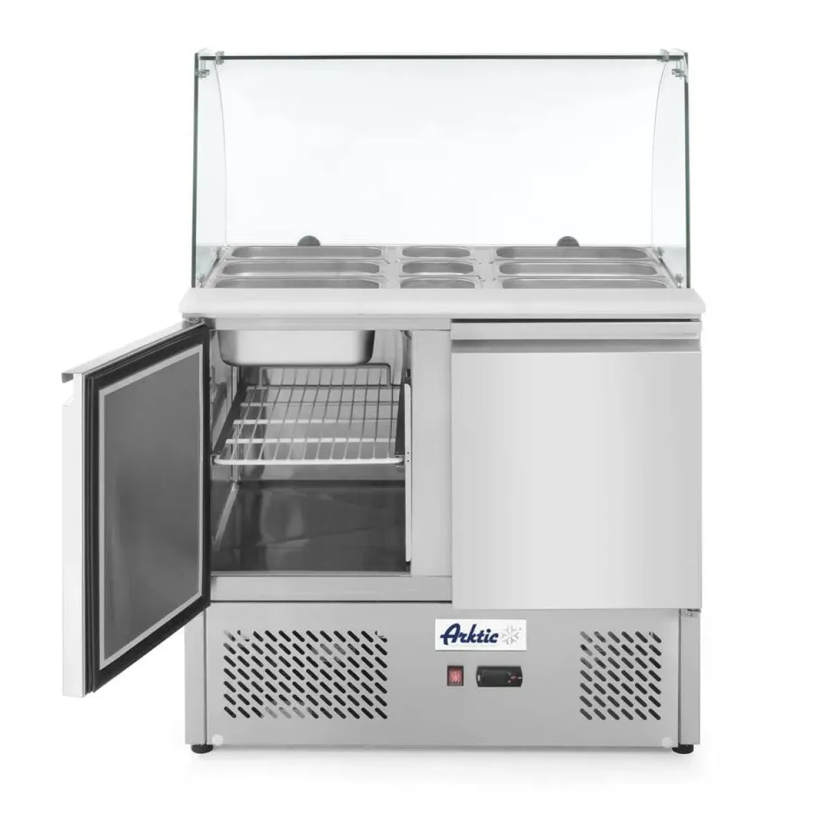 Hendi Arktic Saladette met 2 deuren en glazen vitrine 300L