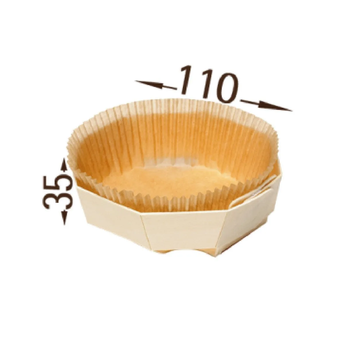 Overig Bakvorm Hout Achthoek 11x3,5cm + Bakpapier (per stuk) Best