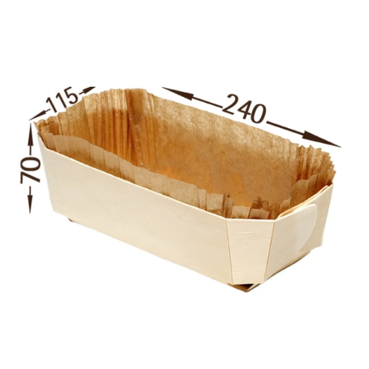 Overig Bakvorm Hout Rechthoek 24x11,5x7cm + Bakpapier (per stuk) Discount