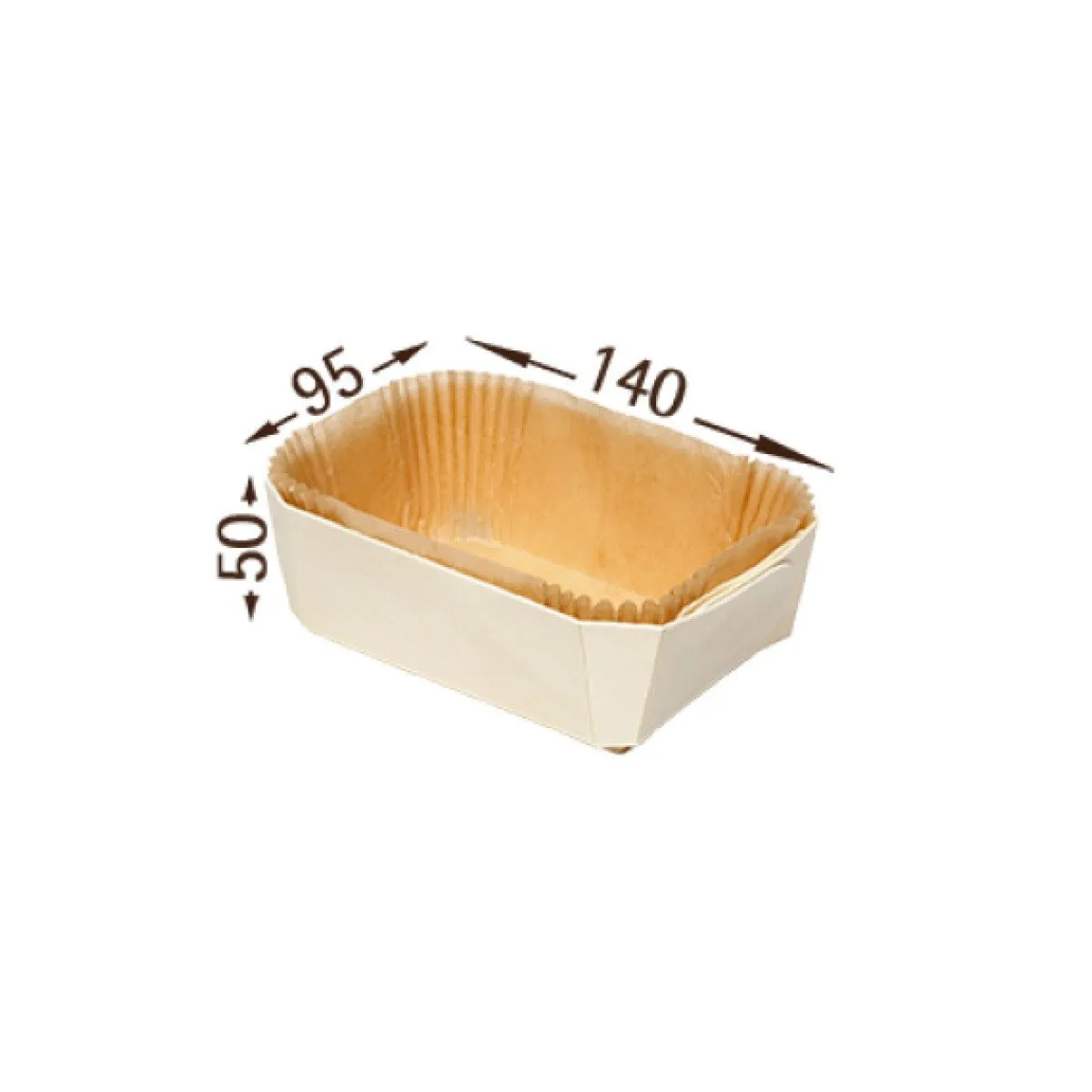 Overig Bakvorm Hout Rechthoek 14x9,5x5cm + Bakpapier (per stuk) Online