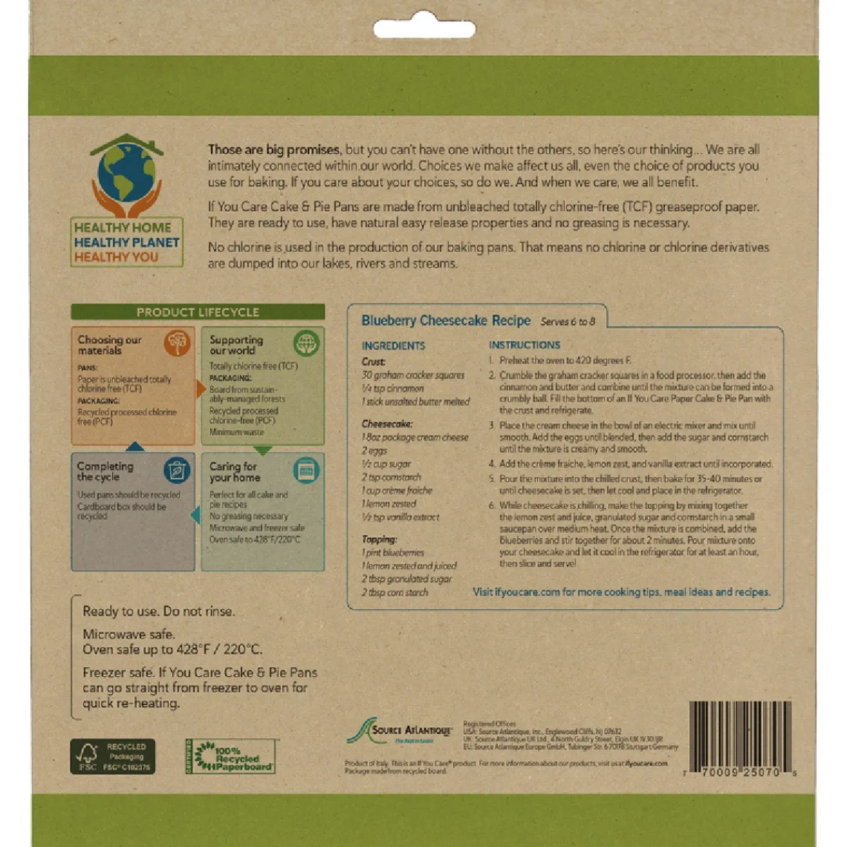 If You Care Bakvorm Rond Ongebleekt Papier Ø200x34mm 4st. Clearance