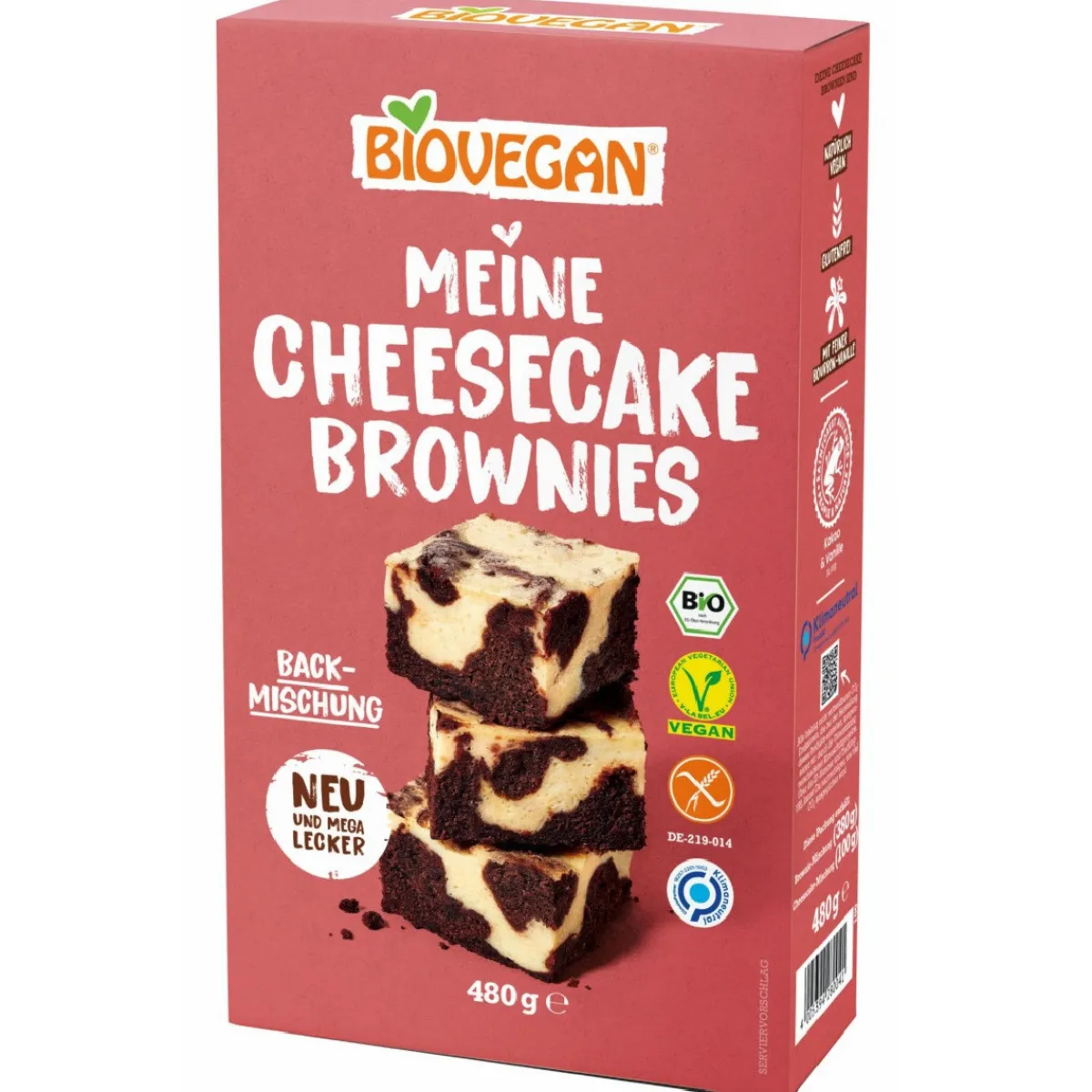 BioVegan Cheesecake Brownie Mix Biologisch 480g New