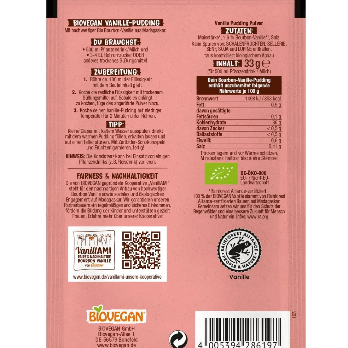 BioVegan Vanille Pudding Biologisch 36g Online