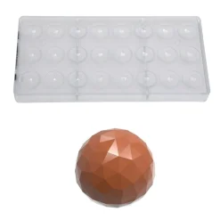 Chocolate World Bonbonvorm Bol Facet (24x) 25x12mm New