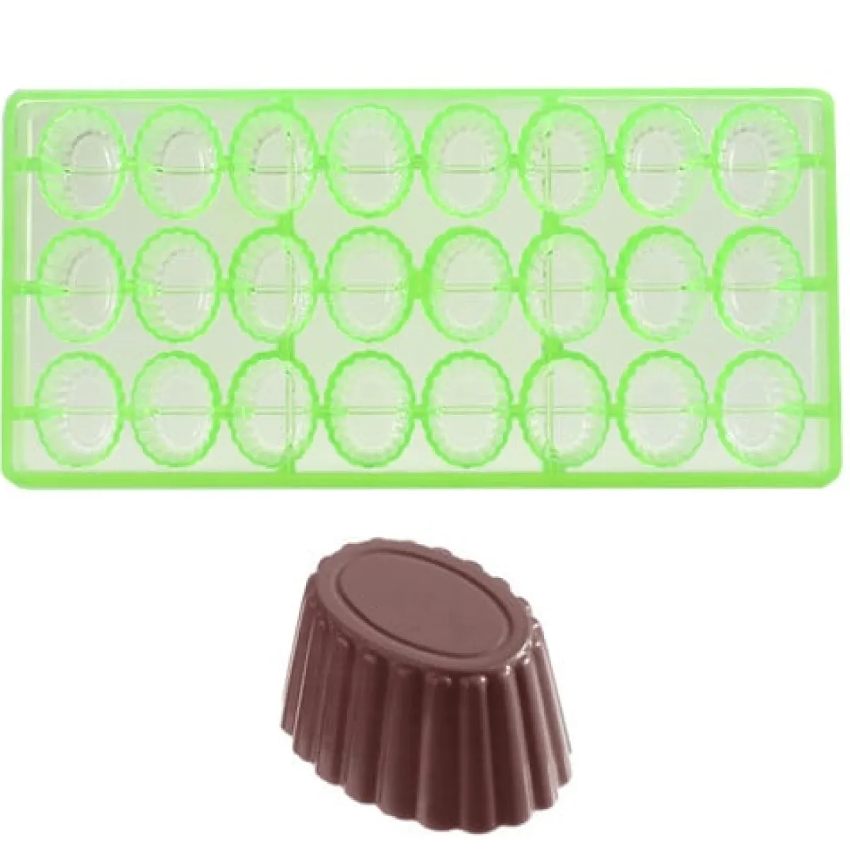 Chocolate World Bonbonvorm GL Cuvette Ovaal (24x) 35x26mm**
