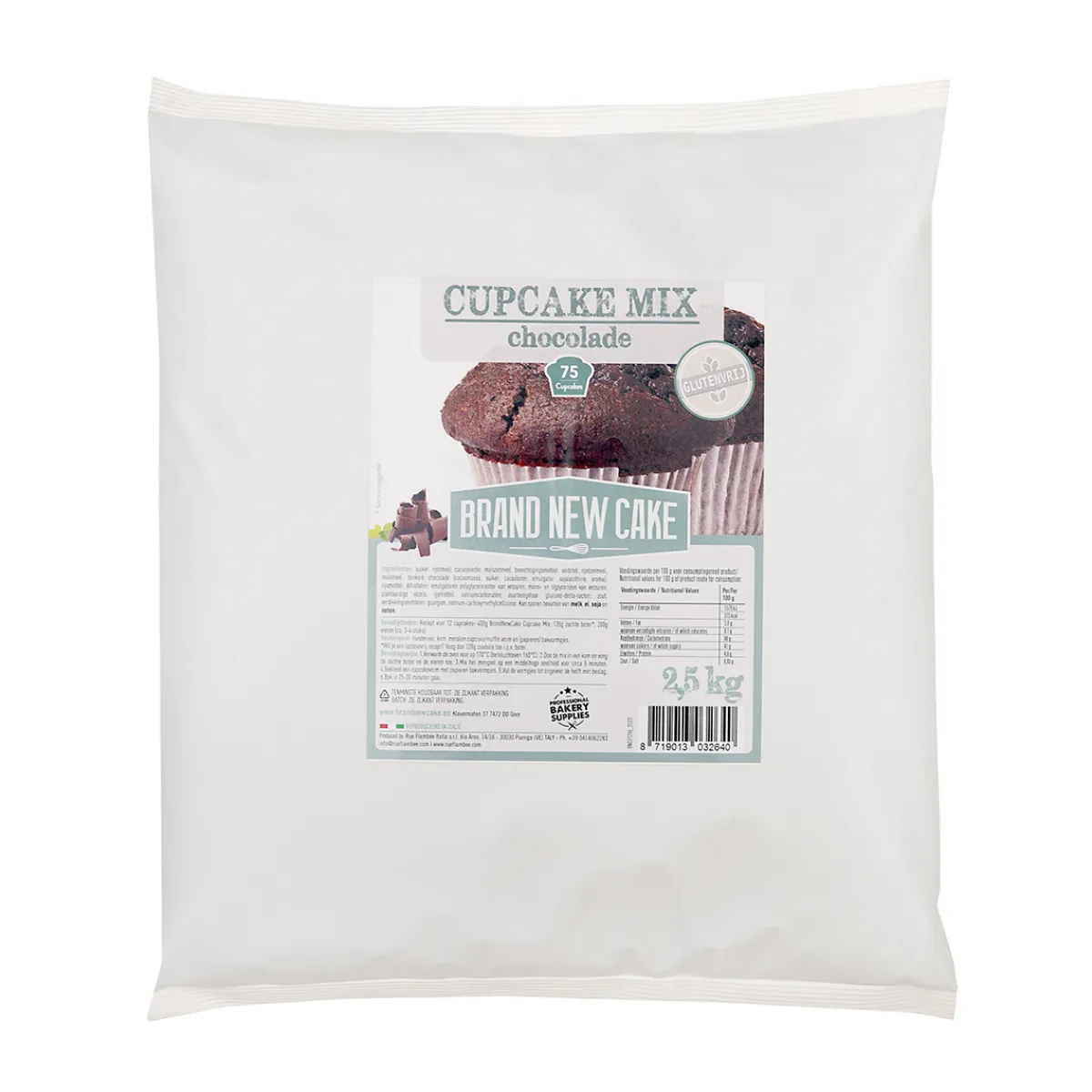 BrandNewCake Cupcake-mix Chocolade 2,5kg. Glutenvrij Outlet