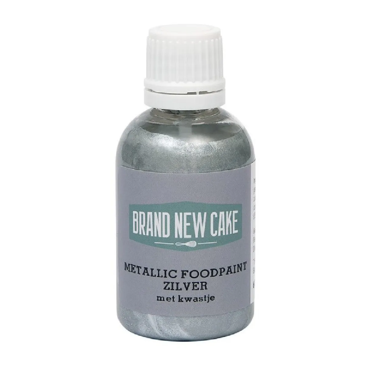 BrandNewCake Metallic Food Paint Zilver met Kwastje 60g Hot