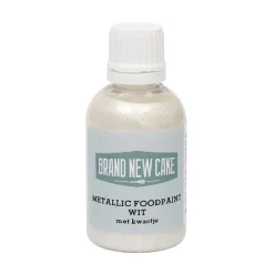 BrandNewCake Metallic Food Paint Wit met Kwastje 60g Discount