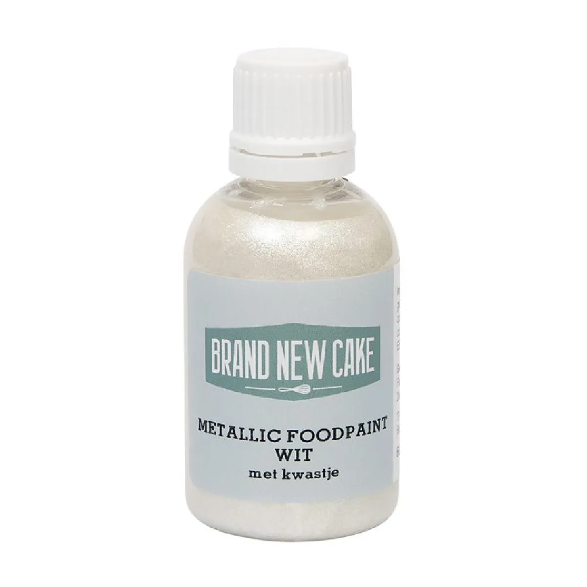 BrandNewCake Metallic Food Paint Wit met Kwastje 60g Discount