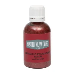 BrandNewCake Metallic Food Paint Rood met Kwastje 60g Clearance
