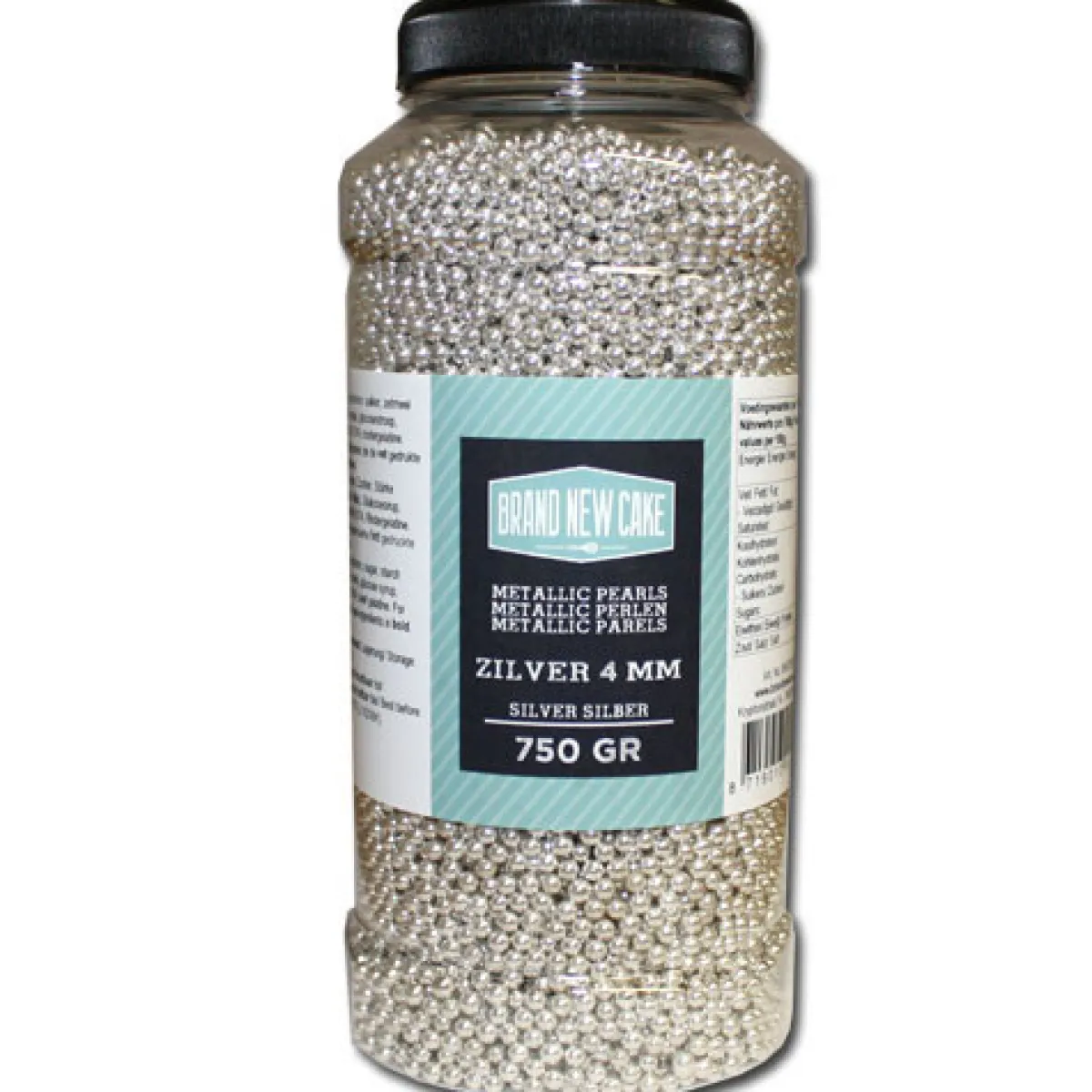 BrandNewCake Suikerparels Metallic Zilver 4mm 750gr. Sale