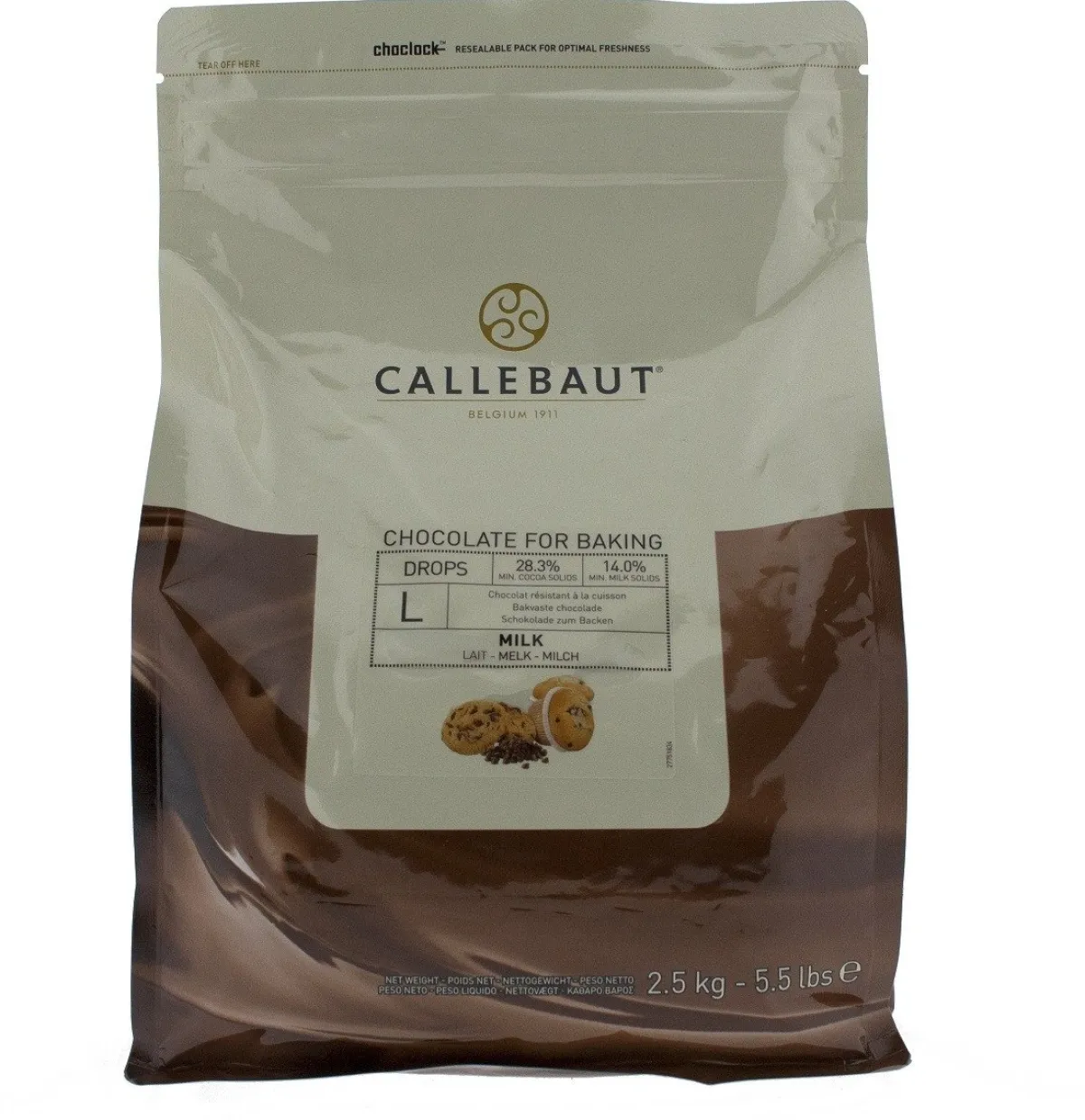 Callebaut Bakvaste Chocolade Druppels L Melk 2,5 kg. New