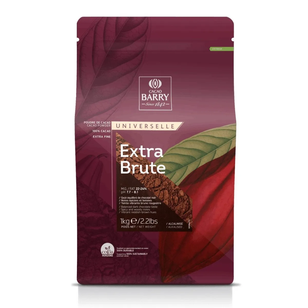 Callebaut Cacaopoeder Extra Brute (Rood) Gealkaliseerd 1kg Hot