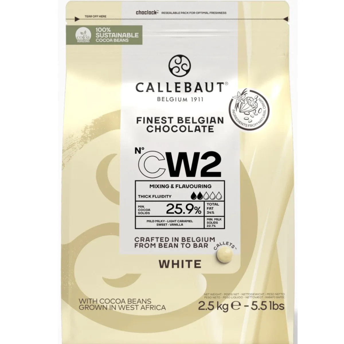 Callebaut Chocolade Callets Wit (CW2) 2,5kg Online