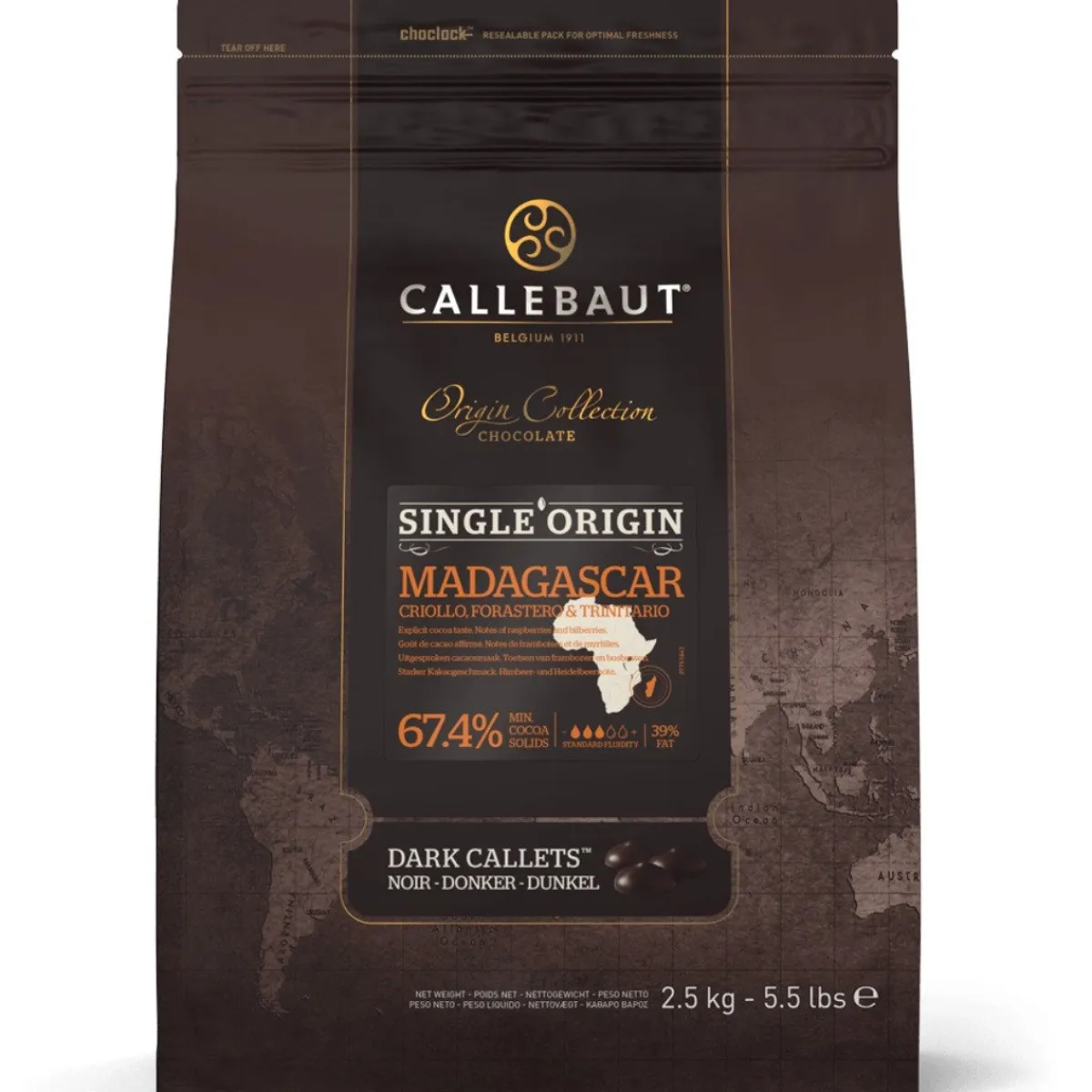 Callebaut Chocolade Callets Puur Madagascar (67,4%) 2,5kg Hot