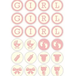 Overig Chocoladedecoratie Baby Girl Ø3cm 96st. New