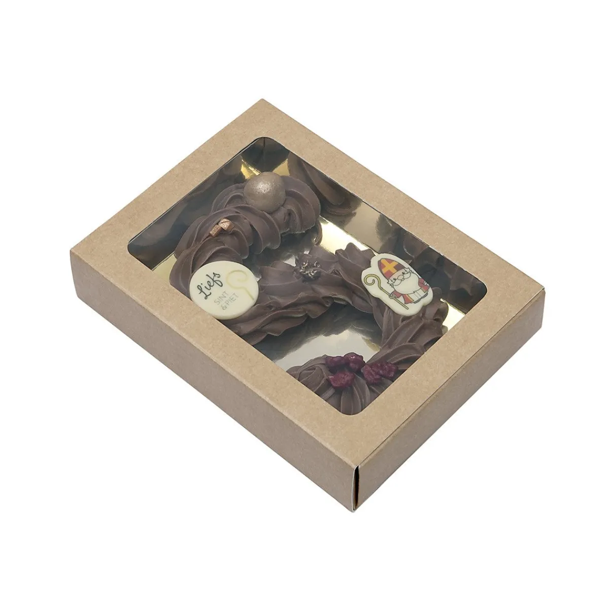 BrandNewCake Chocoladeletterdoos Klein GK1 Kraft / Goud 26st Hot