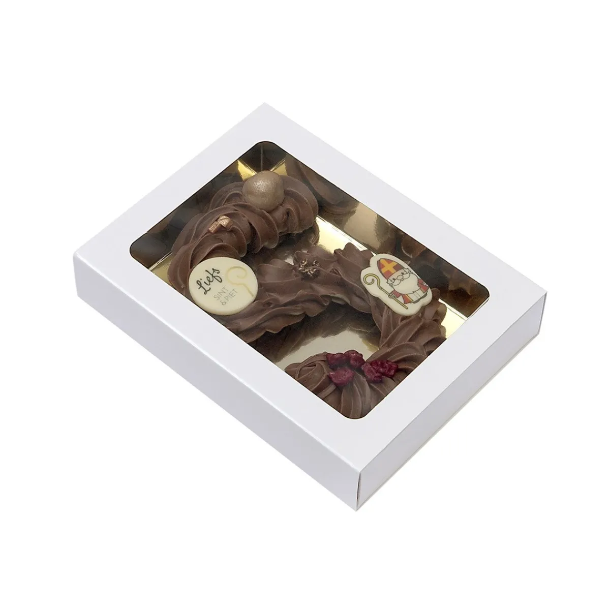 BrandNewCake Chocoladeletterdoos Klein GK1 Wit / Goud 26st Online