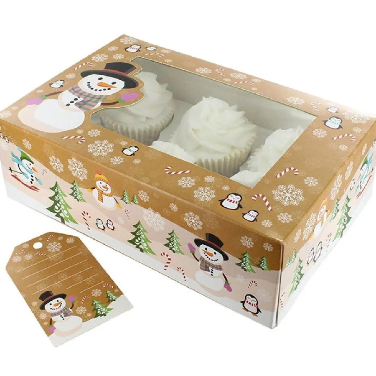 Culpitt Cupcake Doosje 6/12 Sneeuwpop (tray-venster) 20st. Outlet
