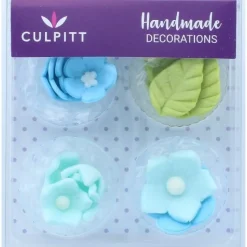 Culpitt Suikerdecoratie Bloemen en Bladeren Blauw 16st. Hot