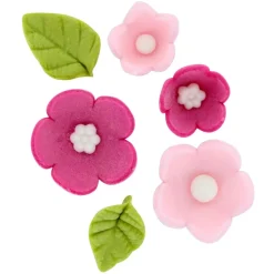 Culpitt Suikerdecoratie Bloemen en Bladeren Roze 16st.