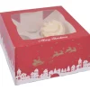 House of Marie Cupcake Doosje 4 Kerst (incl. tray met venster) 25st. Clearance