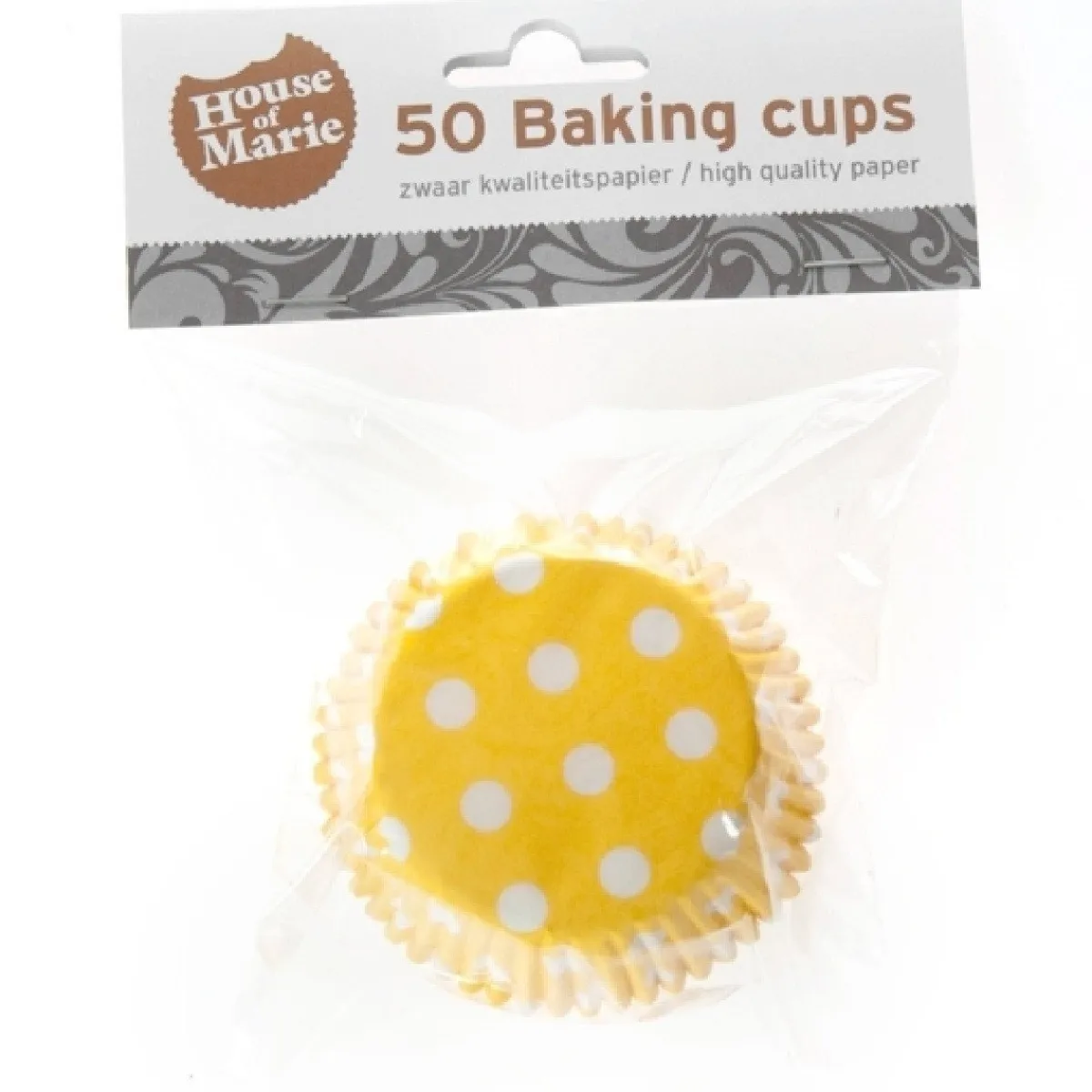 House of Marie Cupcake Vormpjes HoM Polkadot Geel 50x33mm. 50st.