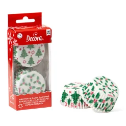 Decora Cupcake Vormpjes Kerstboom & Hulst Ø50x32(h) mm 36 stuks
