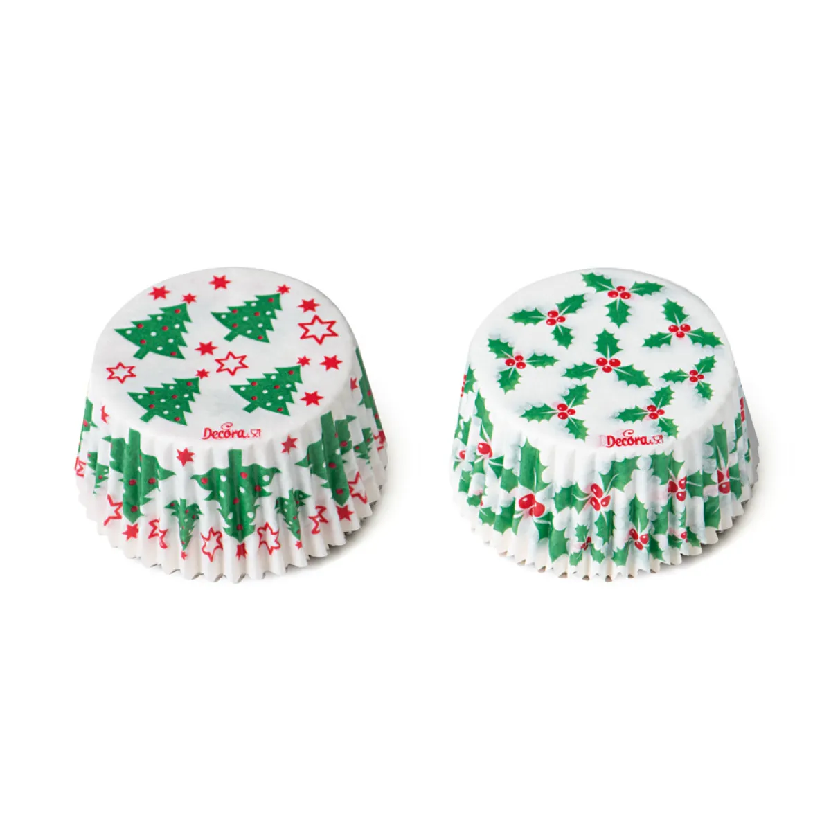 Decora Cupcake Vormpjes Kerstboom & Hulst Ø50x32(h) mm 36 stuks