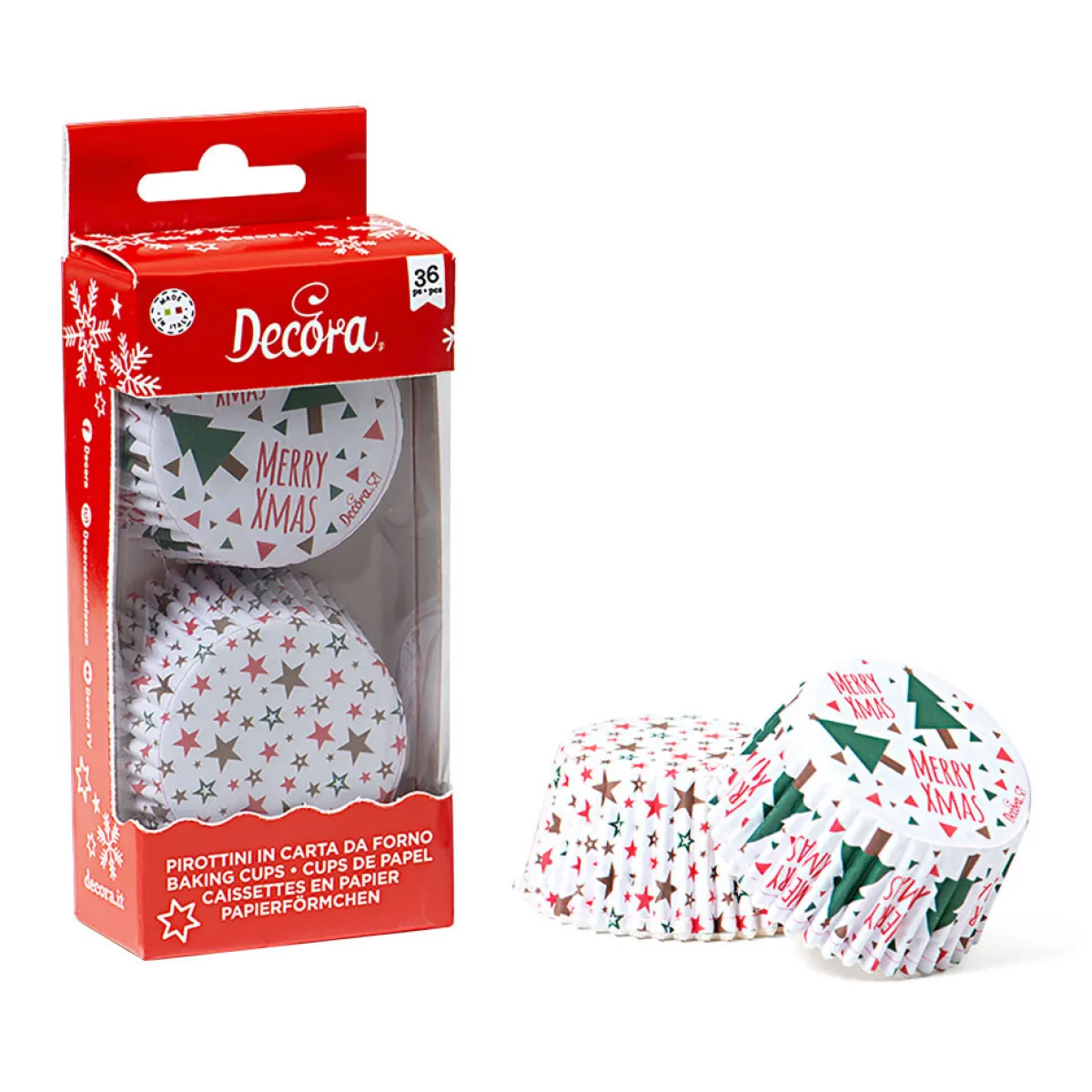 Decora Cupcake Vormpjes Kerst Sterren Ø50x32(h) mm 36 stuks Outlet