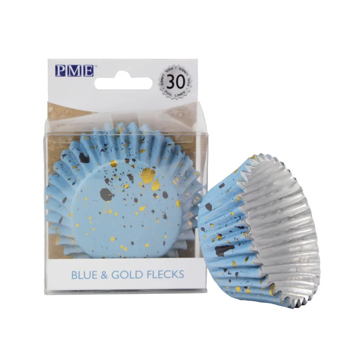 PME Cupcake Vormpjes Blauw met Goud 30 stuks New