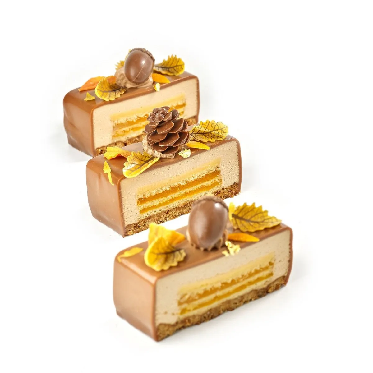 Dobla Chocoladedecoratie Gebogen Blad Geel (144 stuks) Hot