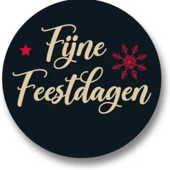 Etiket 'Fijne Feestdagen' Zwart Ø50mm (500st)** Hot