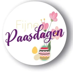 Overig Etiket 'Fijne Paasdagen' Wit Ø50mm (500st) Best