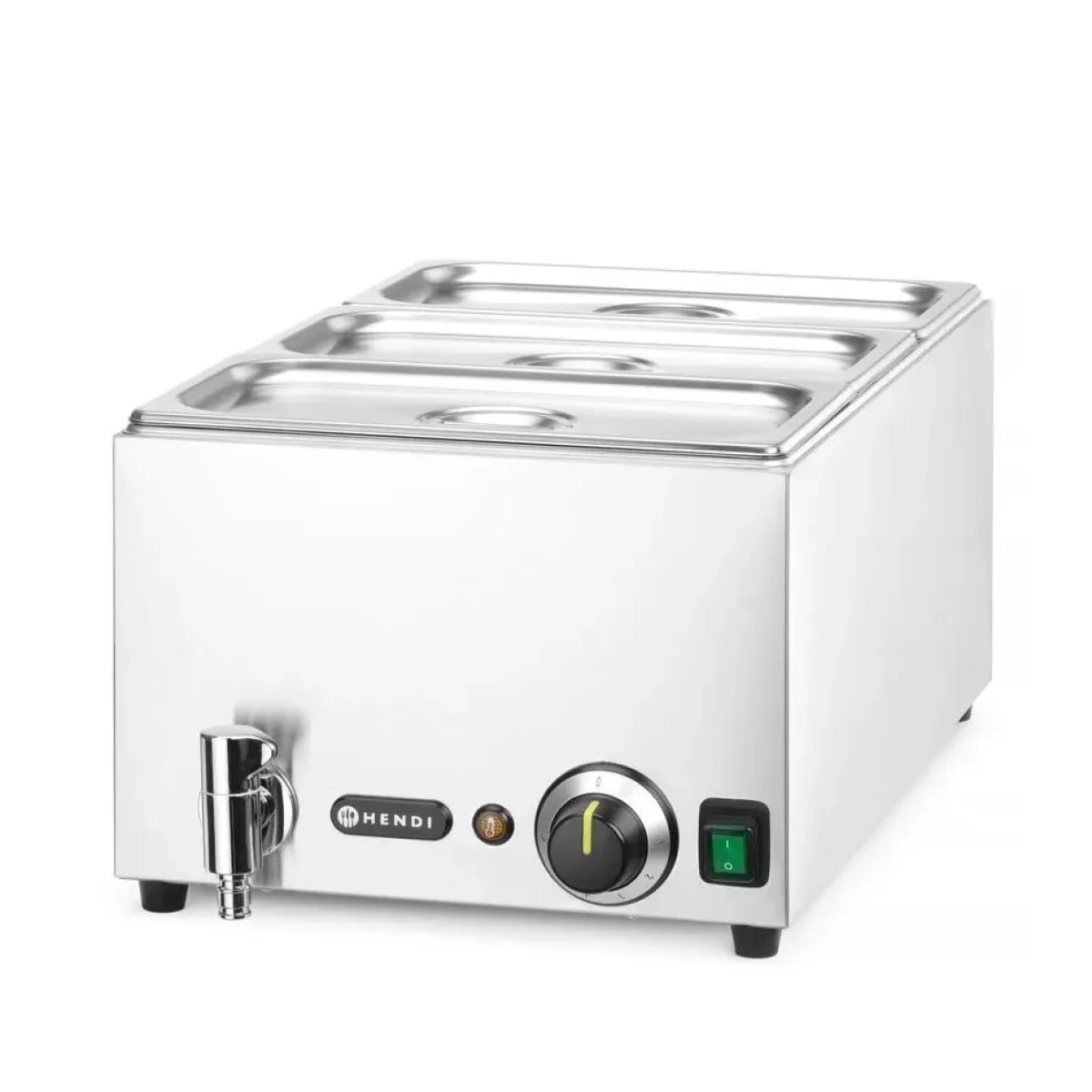 Hendi Set: Bain-marie met afvoerkraan + 3x GN 1/3 en deksel New