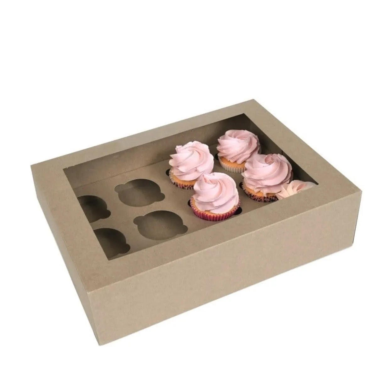 House of Marie HoM Cupcake Doosje 12 Kraft (incl. tray met venster) 50st. Best