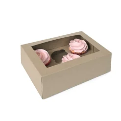 House of Marie HoM Cupcake Doosje 6 Kraft (incl. tray met venster) 100st. Hot