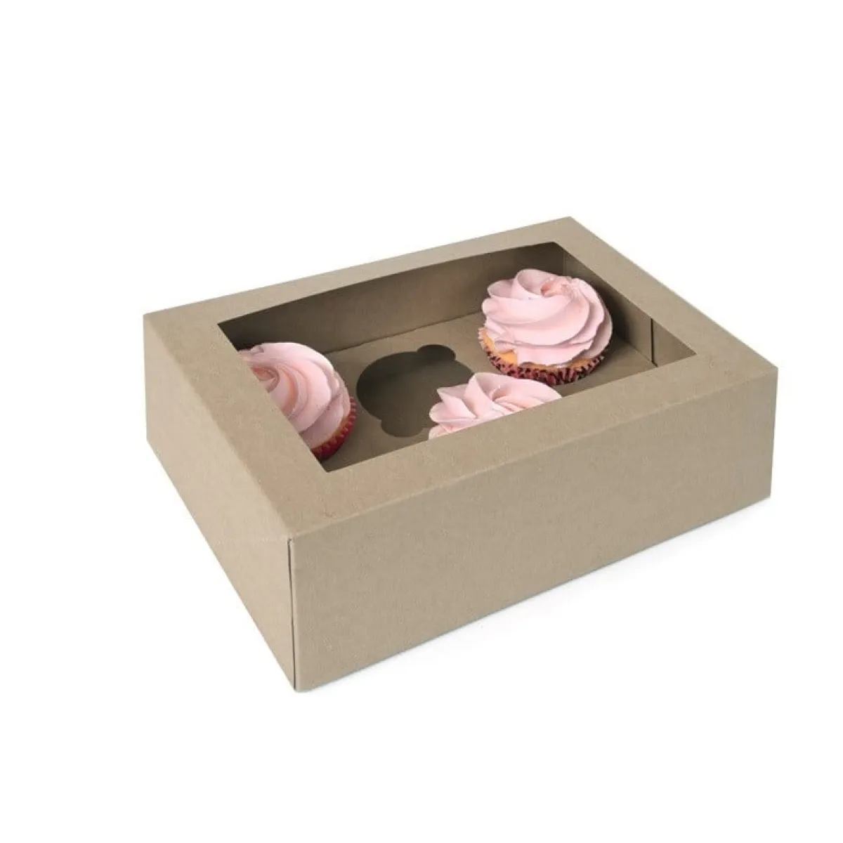 House of Marie HoM Cupcake Doosje 6 Kraft (incl. tray met venster) 100st. Hot