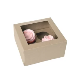 House of Marie HoM Cupcake Doosje 4 Kraft (incl. tray met venster) 100st. Clearance