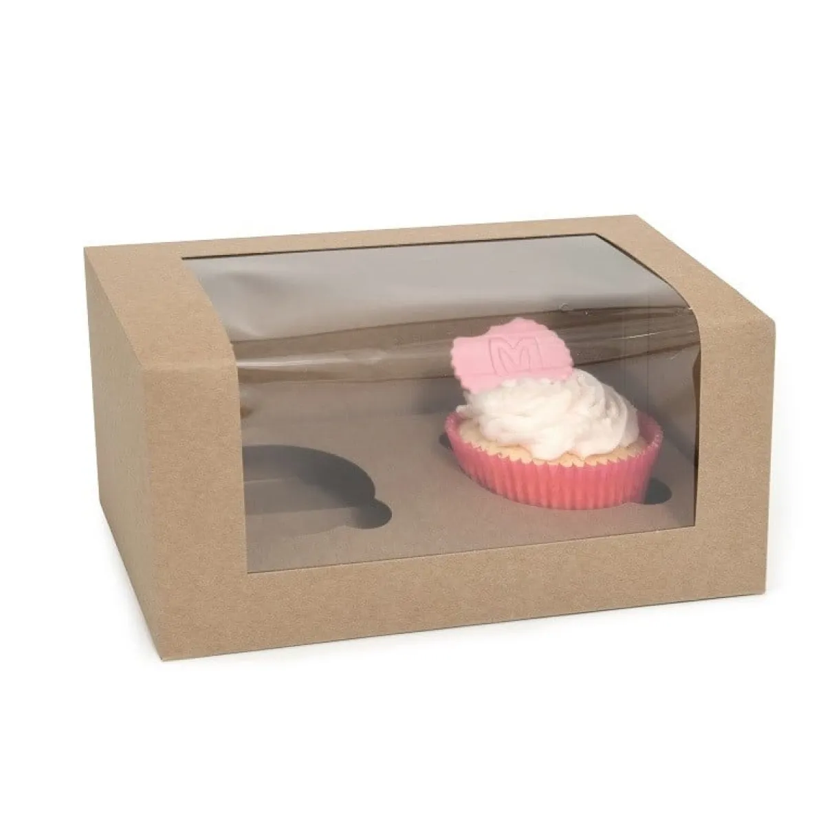 House of Marie HoM Cupcake Doosje 2 Kraft (incl. tray met venster) 100st. Hot