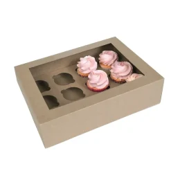House of Marie HoM Cupcake Doosje 12 Kraft (incl. tray met venster) 2st. Clearance