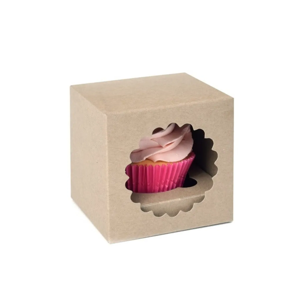 House of Marie HoM Cupcake Doosje 1 Kraft (incl. tray met venster) 100st. Clearance