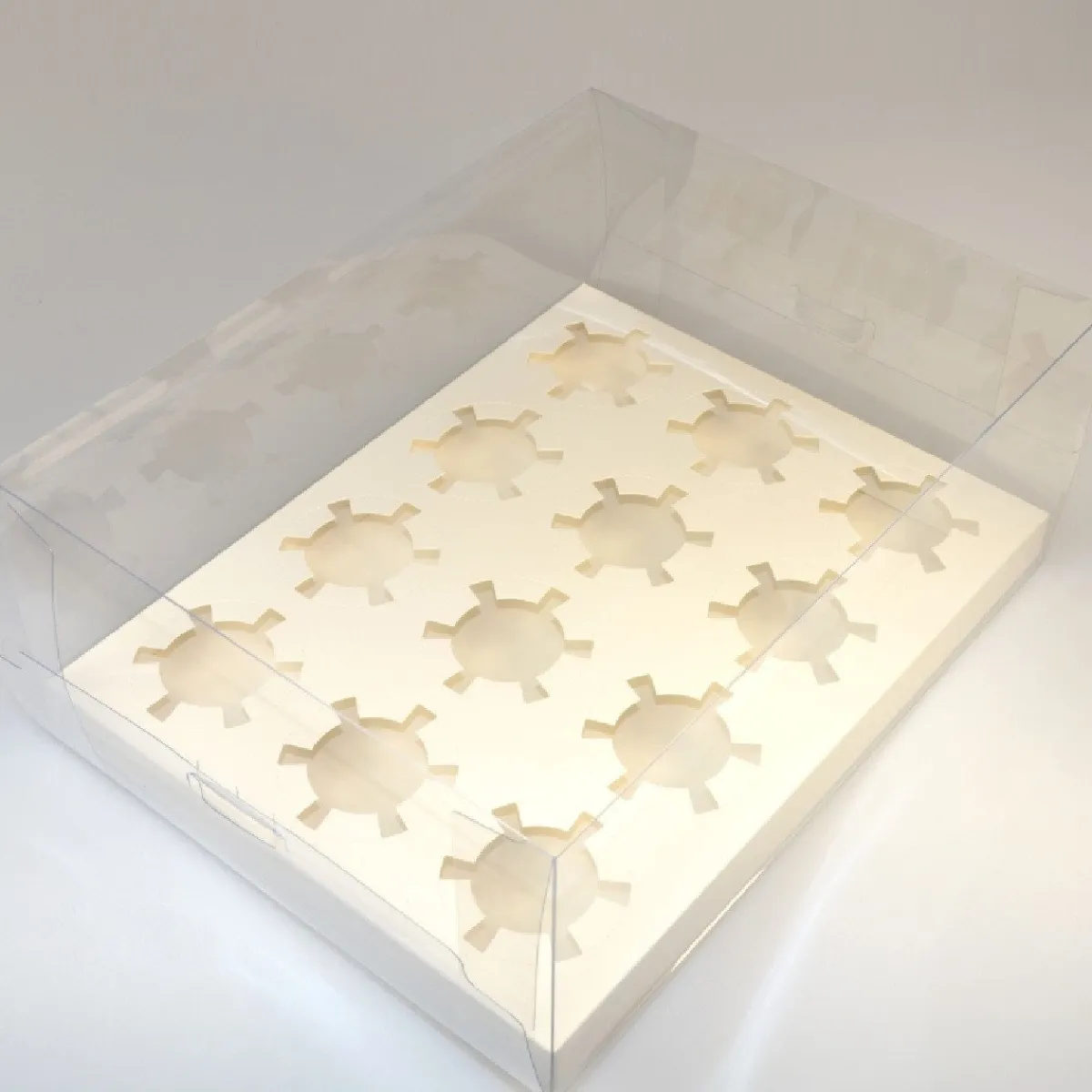 House of Marie HoM Cupcake Doosje 12 Transparant (incl. tray) 10st.