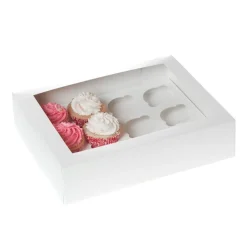 House of Marie HoM Cupcake Doosje 12 Wit (incl. tray met venster) 2st. Hot