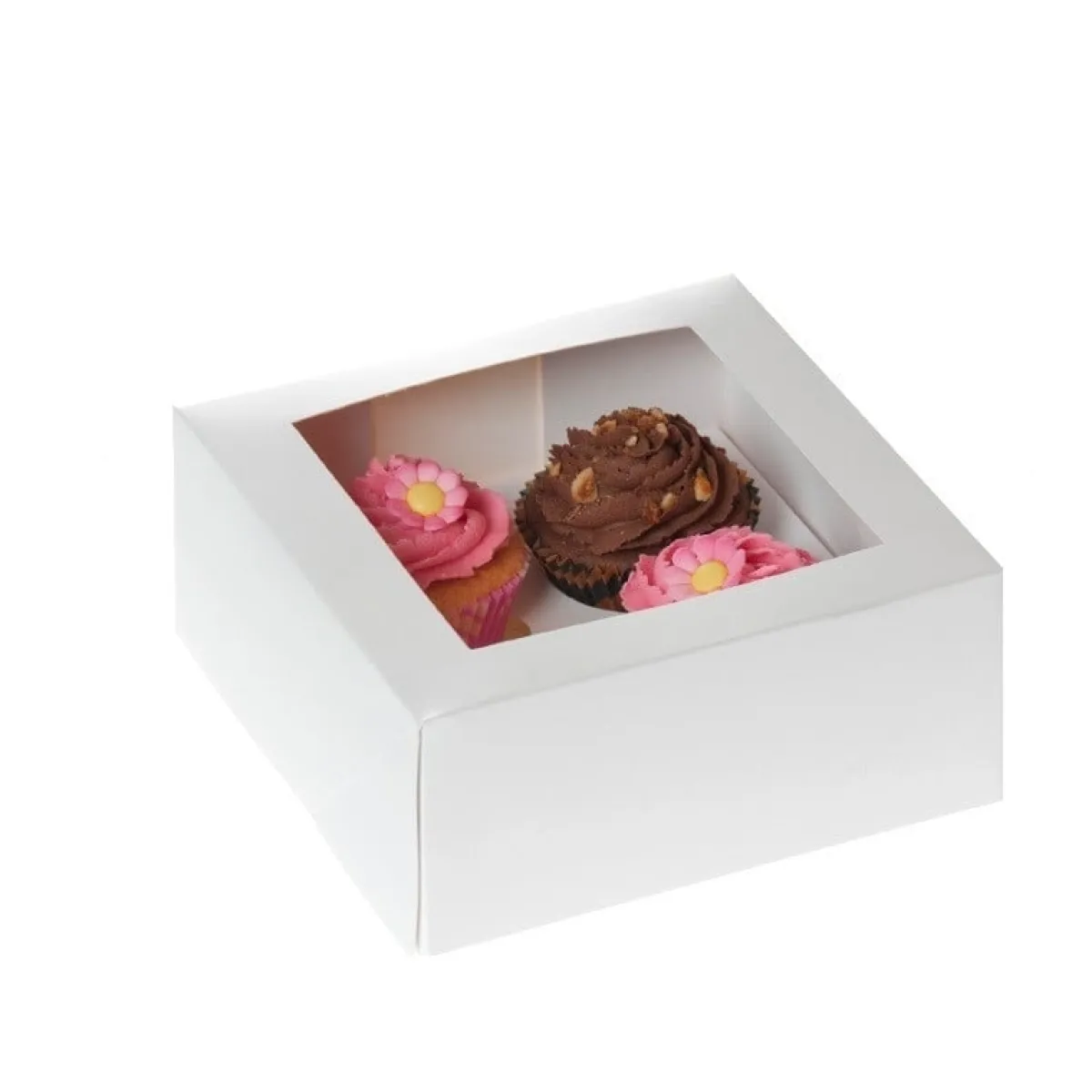 House of Marie HoM Cupcake Doosje 4 Wit (incl. tray met venster) 2st. New