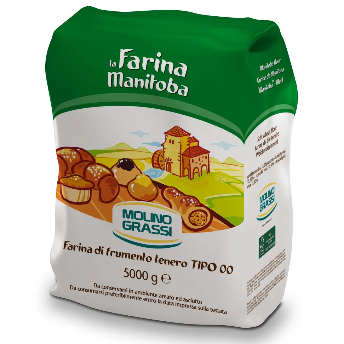 Molino Grassi Italiaanse Bloem Farina Tipo 00 Manitoba 5kg