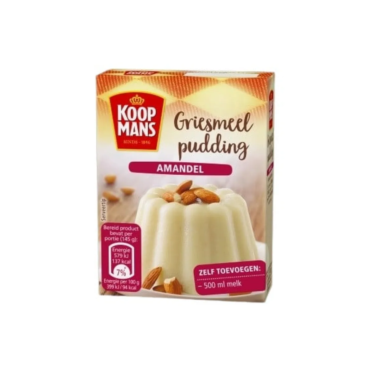 Dr. Oetker Koopmans Griesmeelpudding Amandel 85g** Hot