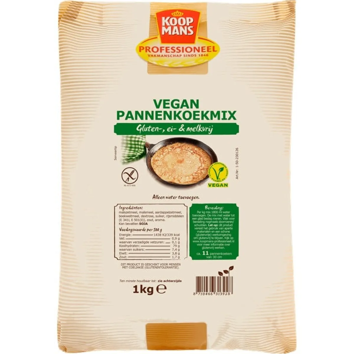 Koopmans Professional Koopmans Prof. Vegan Pannenkoekenmix Glutenvrij 1kg Clearance